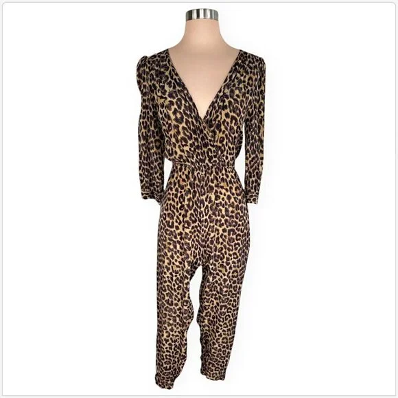 Mes Demoiselles Slash Panther Leopard Print Animal Voile Jumpsuit French 36 US 4 - Picture 6 of 9
